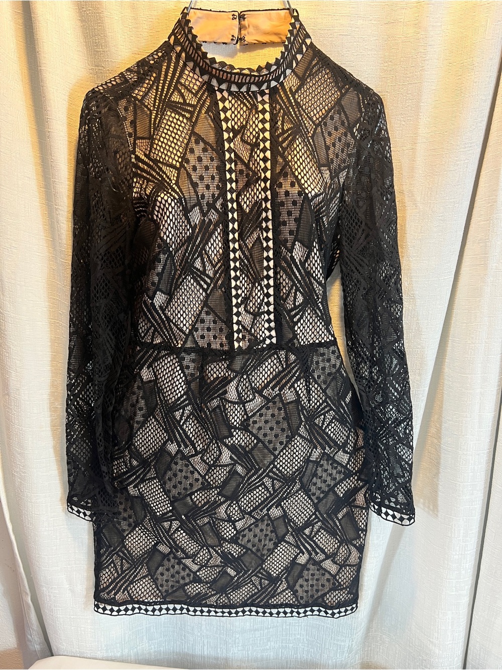 Black Lace High-Neck Mini Dress Size 4